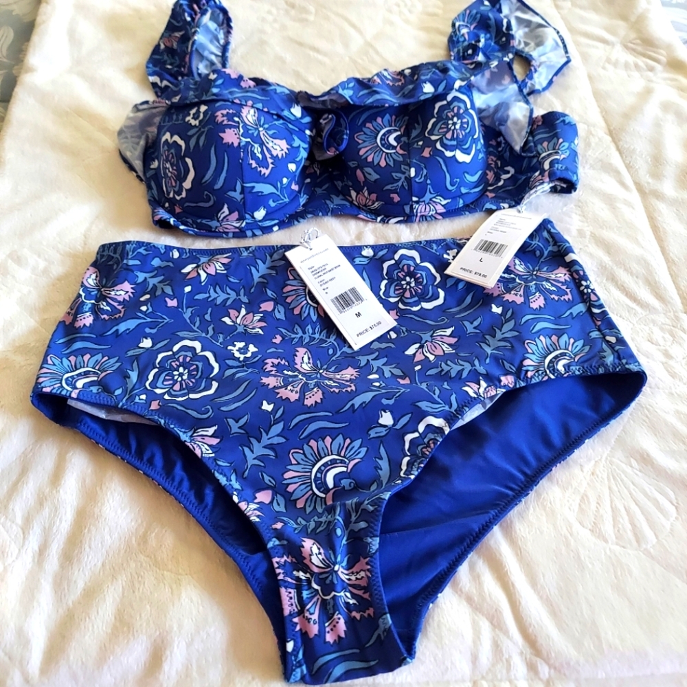 Vineyard Vines womens Ocean Reef pink and blue floral bikini set NWT